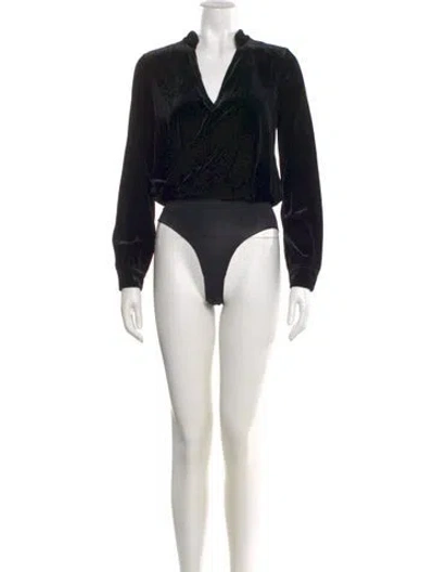 Pre-owned L'agence Velvet V-neck Bodysuit In Black
