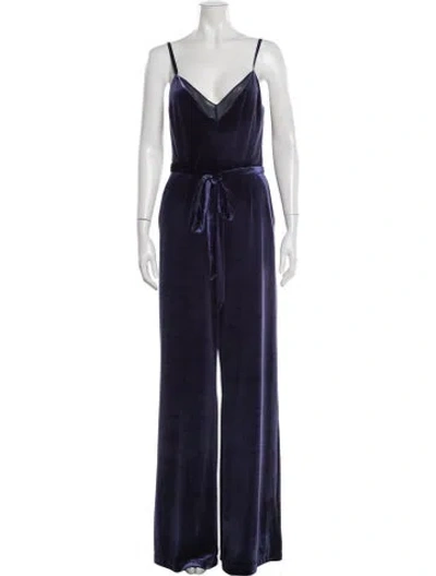 Pre-owned L'agence Velvet V-neck Jumpsuit In Blue