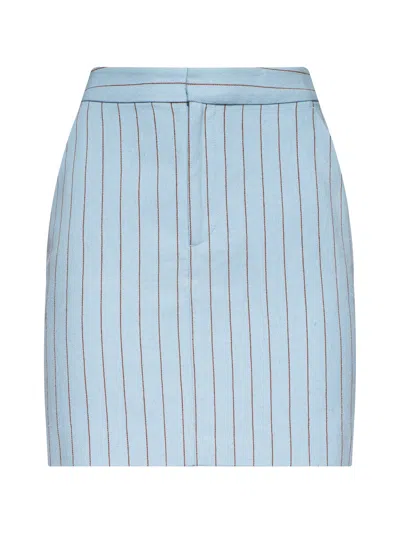 L'agence Vera Pinstriped Mini Skirt In Blue