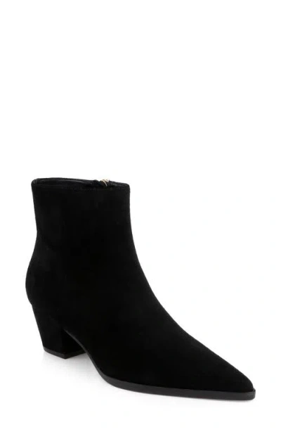 L'agence Vesey Pointed Toe Bootie In Black Suede