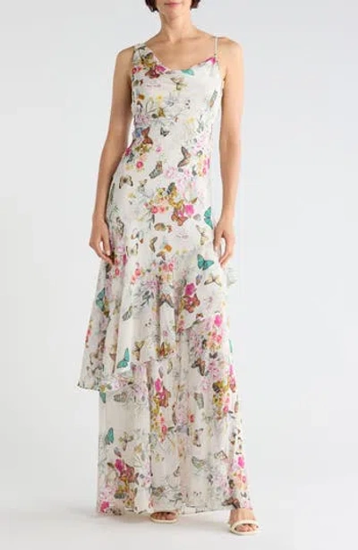 L'agence Viola Asymmetric Cowl Neck Silk Gown