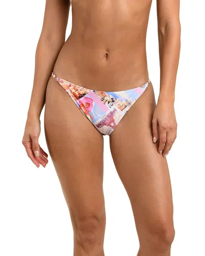 L'agence Violet Postcard Print String Bikini Bottom In Multi