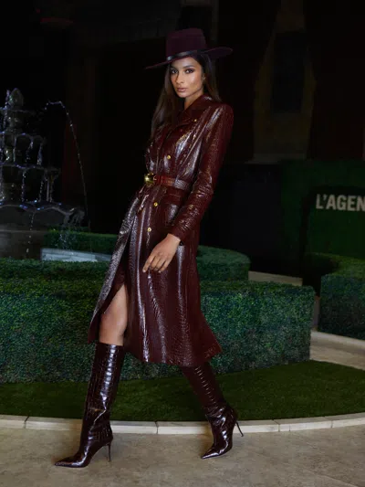 L'agence Violetta Vegan Leather Skirt In Burgundy