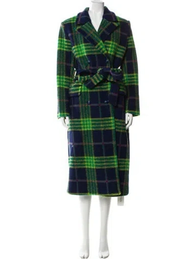 Pre-owned L'agence Virgin Wool Plaid Print Trench Coat W/ Tags In Multi