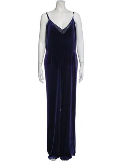 Pre-owned L'agence V-neck Jumpsuit In Blue
