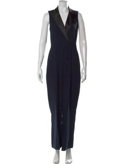 Pre-owned L'agence V-neck Jumpsuit In Blue
