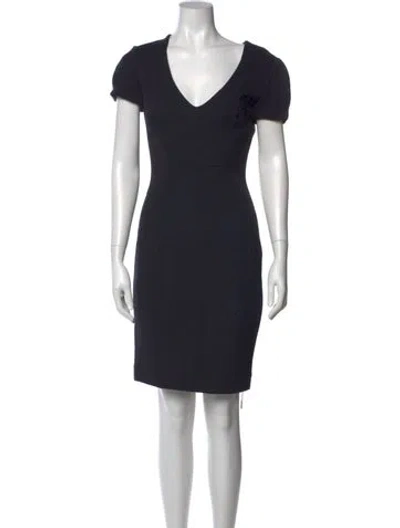 Pre-owned L'agence V-neck Knee-length Dress In Black