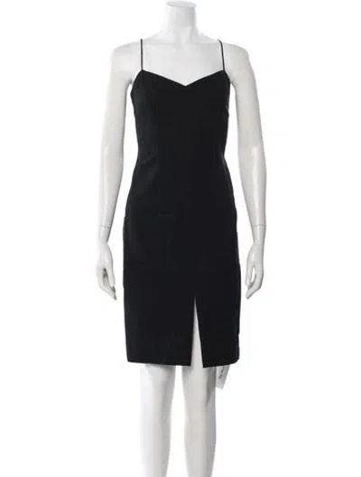 Pre-owned L'agence V-neck Knee-length Dress In Black