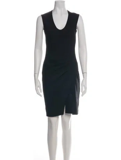 Pre-owned L'agence V-neck Knee-length Dress In Black