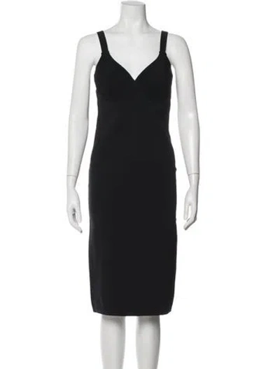 Pre-owned L'agence V-neck Knee-length Dress In Black