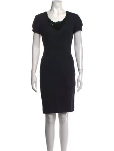 Pre-owned L'agence V-neck Knee-length Dress In Black