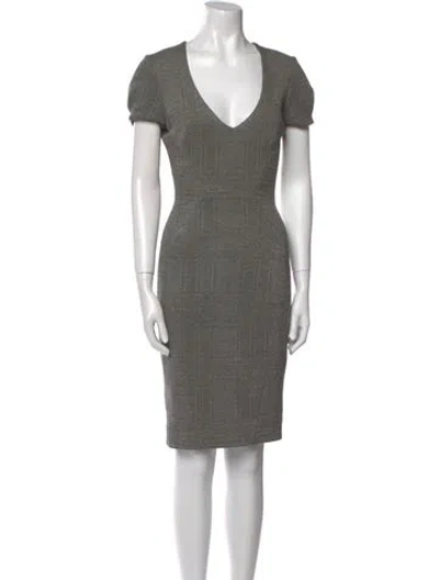 Pre-owned L'agence V-neck Knee-length Dress In Gray