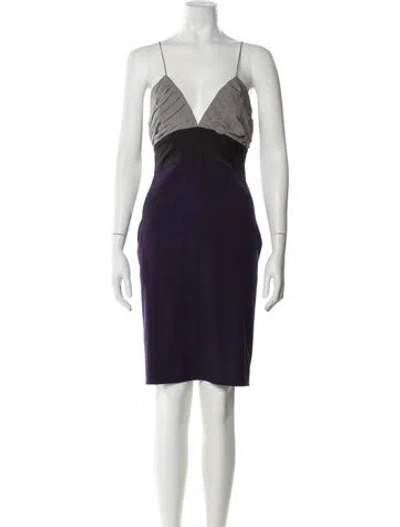 Pre-owned L'agence V-neck Knee-length Dress In Purple