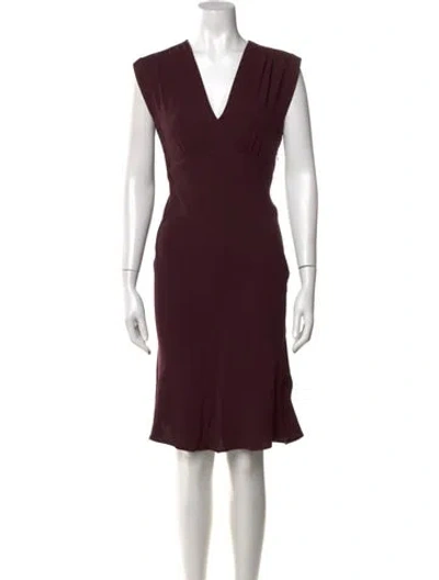 Pre-owned L'agence V-neck Knee-length Dress In Purple