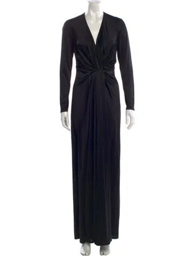 Pre-owned L'agence V-neck Long Dress In Black