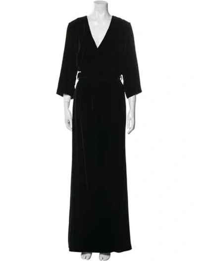 Pre-owned L'agence V-neck Long Dress In Black
