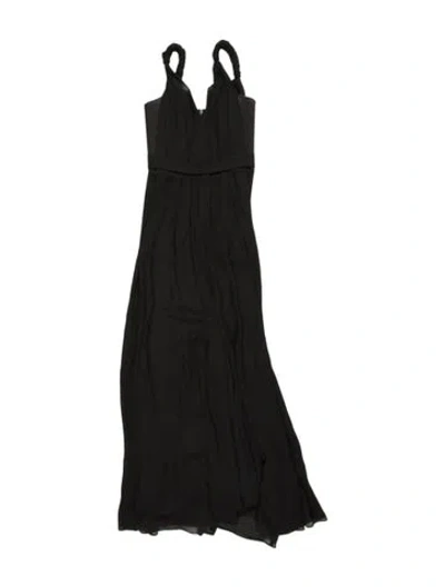Pre-owned L'agence V-neck Long Dress In Black