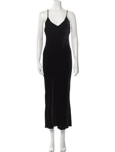 Pre-owned L'agence V-neck Long Dress In Black