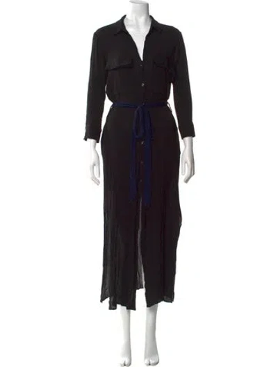 Pre-owned L'agence V-neck Long Dress In Black
