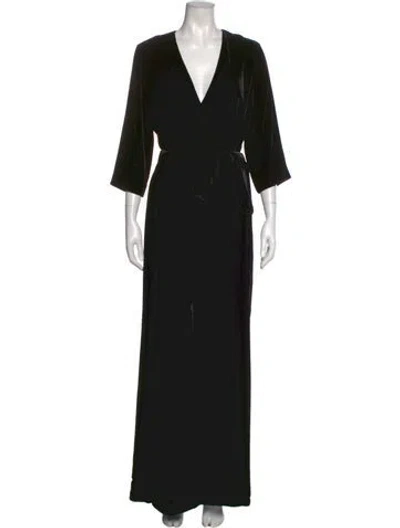 Pre-owned L'agence V-neck Long Dress In Black