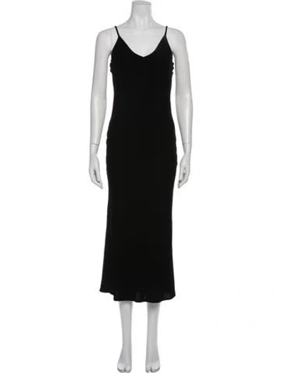 Pre-owned L'agence V-neck Long Dress In Black