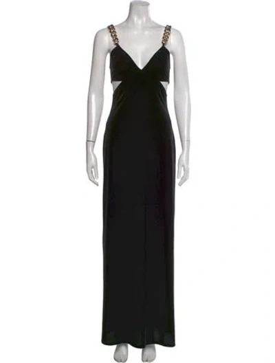 Pre-owned L'agence V-neck Long Dress In Black