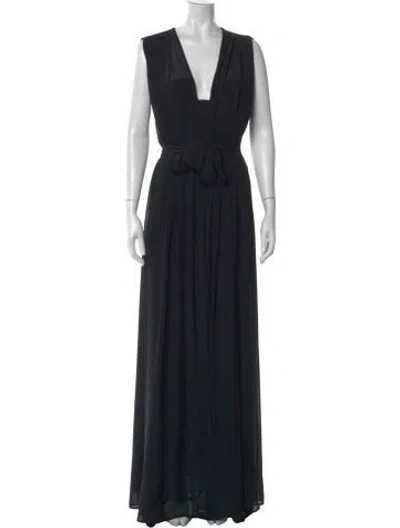Pre-owned L'agence V-neck Long Dress In Black