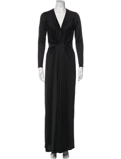 Pre-owned L'agence V-neck Long Dress In Black