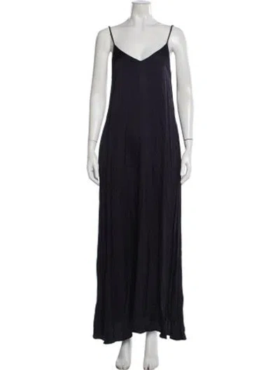 Pre-owned L'agence V-neck Long Dress In Black