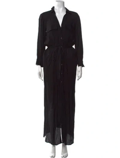 Pre-owned L'agence V-neck Long Dress In Black
