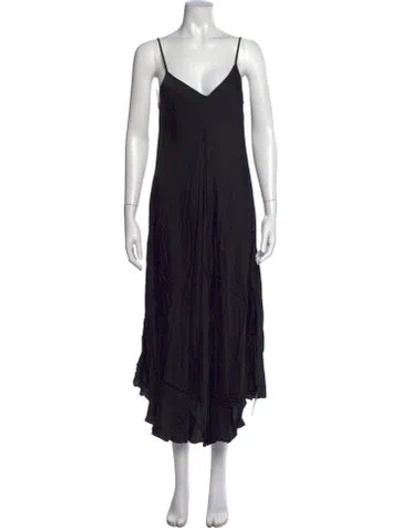 Pre-owned L'agence V-neck Long Dress In Black