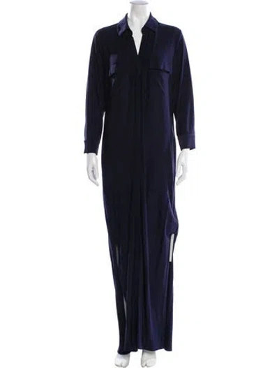 Pre-owned L'agence V-neck Long Dress In Blue