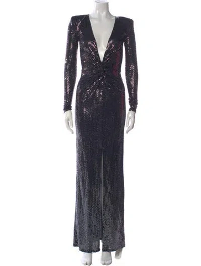 Pre-owned L'agence V-neck Long Dress In Blue