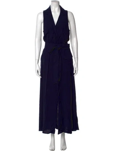 Pre-owned L'agence V-neck Long Dress In Blue