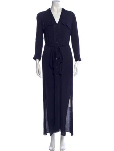 Pre-owned L'agence V-neck Long Dress In Blue