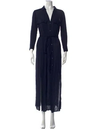 Pre-owned L'agence V-neck Long Dress In Blue