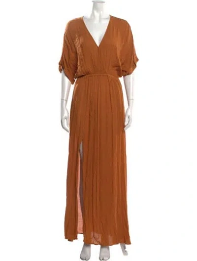 Pre-owned L'agence V-neck Long Dress In Brown