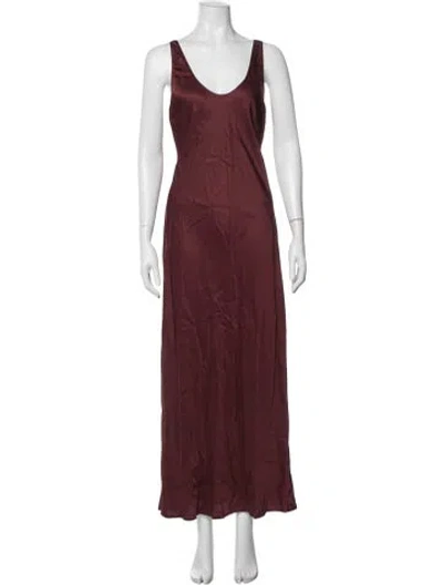 Pre-owned L'agence V-neck Long Dress In Burgundy