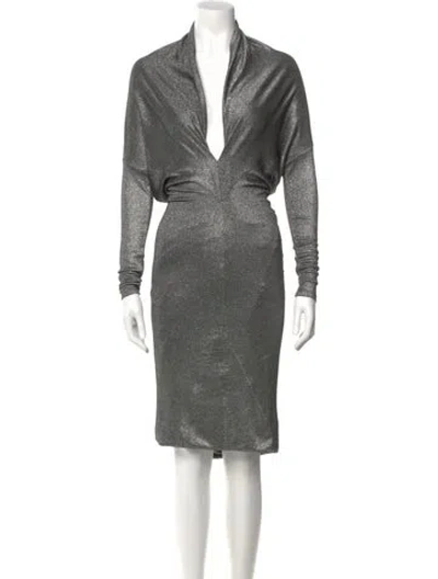 Pre-owned L'agence V-neck Long Dress In Gray