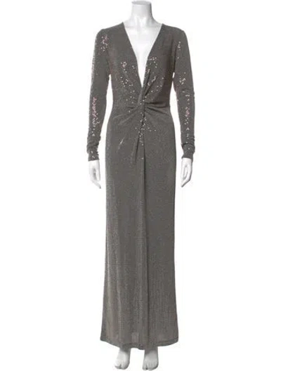 Pre-owned L'agence V-neck Long Dress In Gray