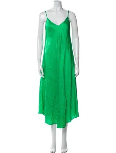 Pre-owned L'agence V-neck Long Dress In Green