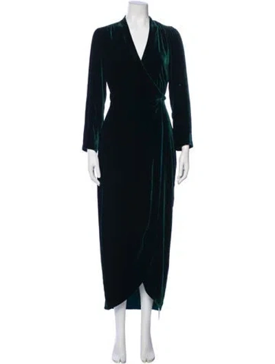 Pre-owned L'agence V-neck Long Dress In Green