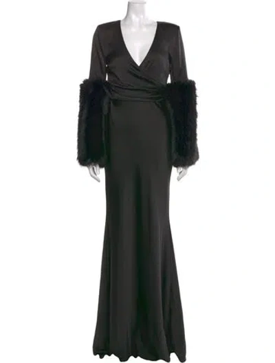 Pre-owned L'agence V-neck Long Dress In Green