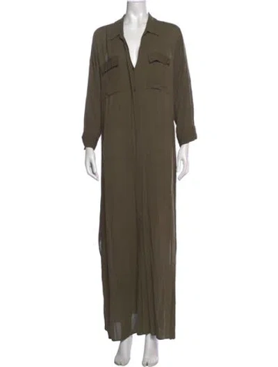 Pre-owned L'agence V-neck Long Dress In Green