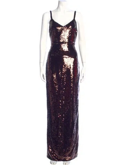 Pre-owned L'agence V-neck Long Dress In Multi