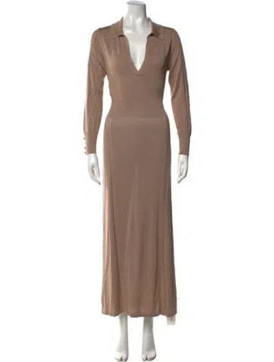 Pre-owned L'agence V-neck Long Dress In Neutral