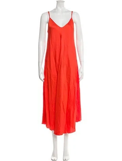 Pre-owned L'agence V-neck Long Dress In Orange