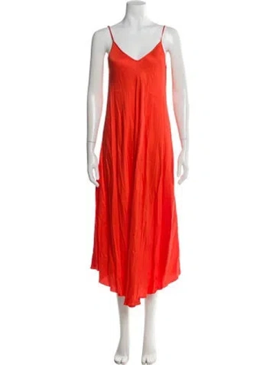 Pre-owned L'agence V-neck Long Dress In Orange