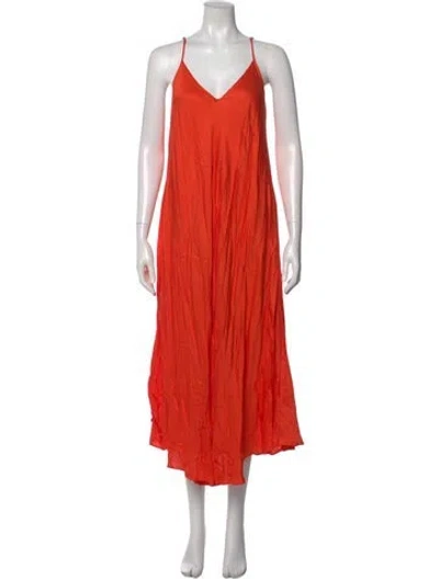 Pre-owned L'agence V-neck Long Dress In Orange