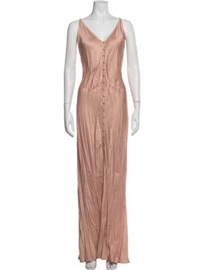 Pre-owned L'agence V-neck Long Dress In Pink